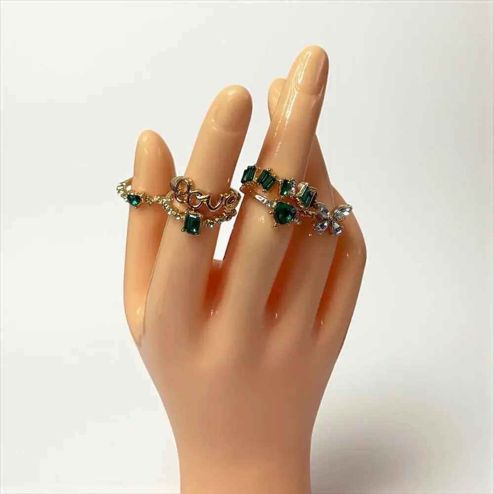 Gold & Green 6-Piece Stacking Ring Set